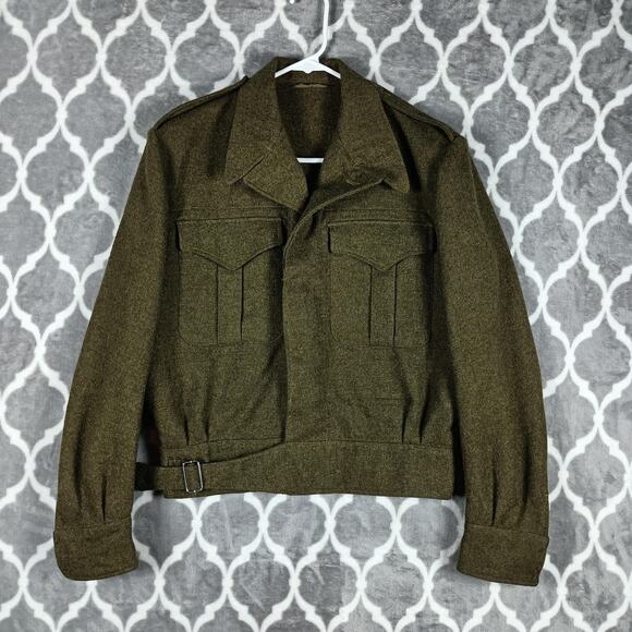 Vintage Military Wool Battle Dress Blouse Jacket Bond Clothes Shop Mens Size 6 - Picture 1 of 13